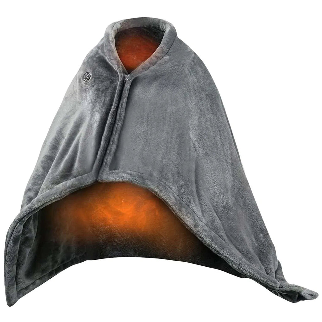 USB Heated Blanket Shawl Wrap, Flannel Electric Heating Poncho with 3 Heat Settings & 8 Heating Zones, Washable Warm Throw for Home Office