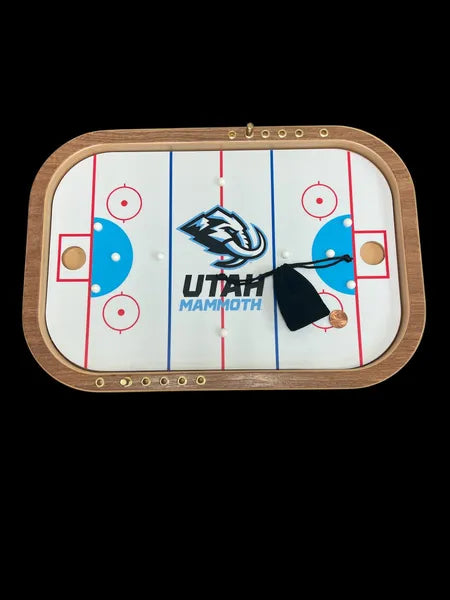 Utah Mammoth Penny Hockey Game, Wooden Tabletop Hockey Board Game, Fun Fan Collectible Travel Game for All‑Age Hockey Lovers