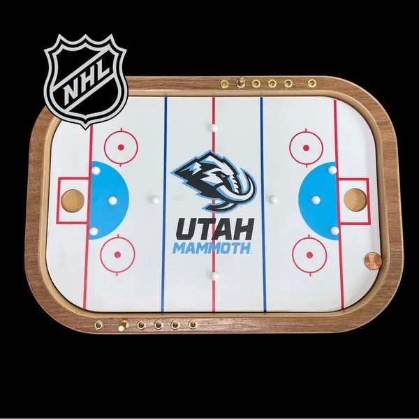Utah Mammoth Penny Hockey Game, Wooden Tabletop Hockey Board Game, Fun Fan Collectible Travel Game for All‑Age Hockey Lovers