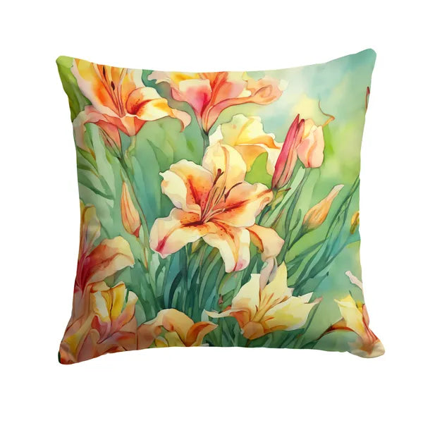 Aeelleea Utah Sego Lilies Watercolor Pillow 14x14 Machine Washable Indoor Outdoor