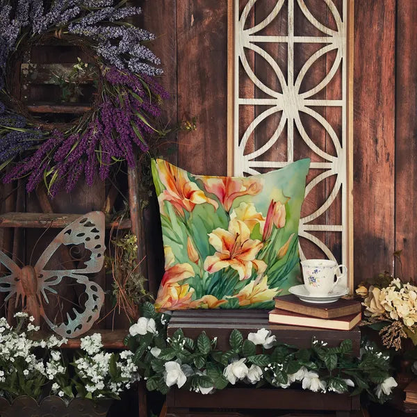 Aeelleea Utah Sego Lilies Watercolor Pillow 14x14 Machine Washable Indoor Outdoor