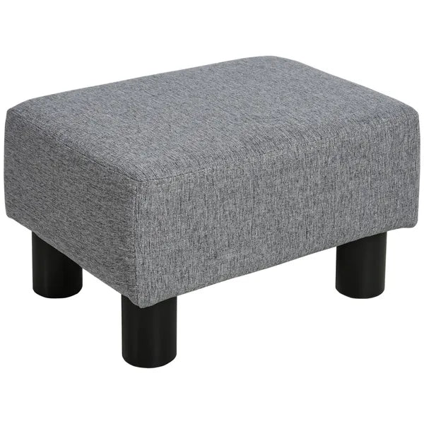 16 Inch Grey Linen Cube Ottoman Foot Stool, Multifunctional Decorative Footrest for Living Room Bedroom Entryway