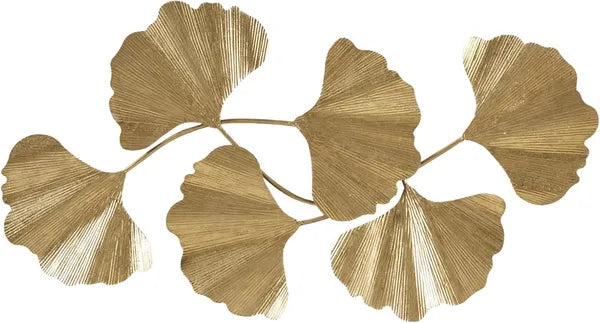 Aeelleea Metal Ginkgo Leaf Wall Decor 43×23.5×1.6 Inch, Golden Large Wall Art, Modern Hanging Wall Sculpture for Living Room Bedroom Bathroom