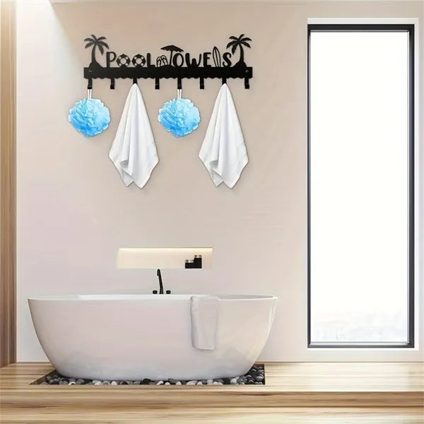Wall Mounted Coat Hook Rack, Modern Black Heavy Duty Towel & Robe Hanger, Space Saving Storage Organizer for Bathroom, Bedroom, Kitchen, Entryway