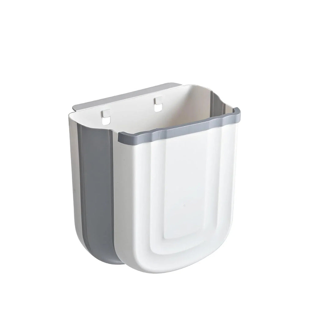Wall‑Mounted Foldable Trash Can, 2.4 Gallon Hanging Collapsible Plastic Waste Bin for Kitchen Cabinet Door, Multi‑Purpose Garbage Bin for Bathroom, Bedroom & Car