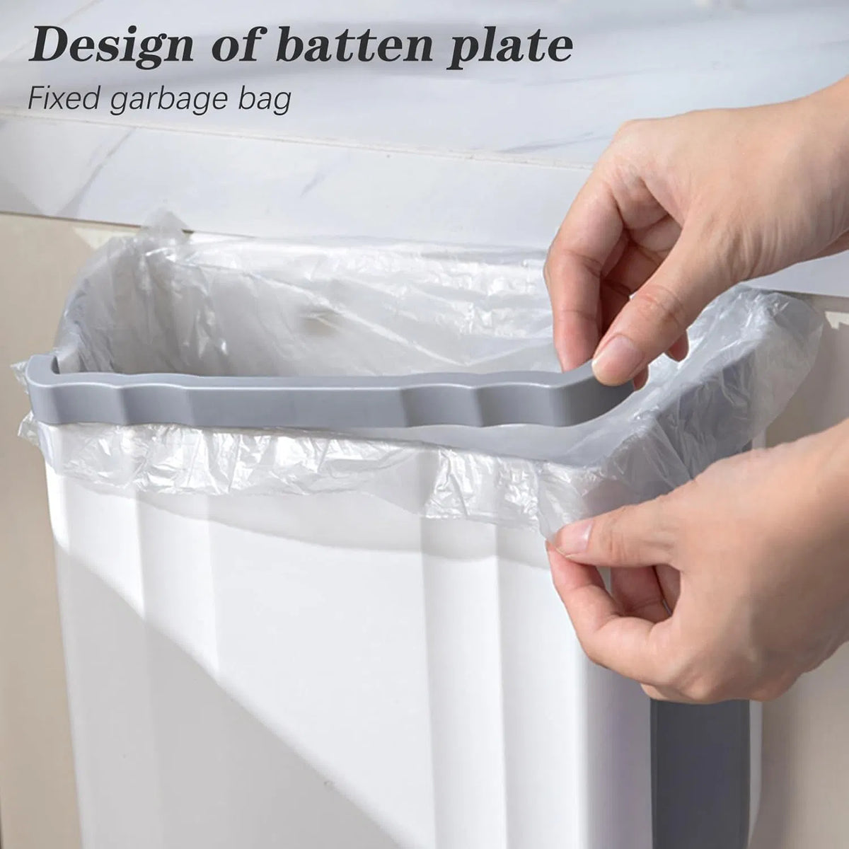 Wall‑Mounted Foldable Trash Can, 2.4 Gallon Hanging Collapsible Plastic Waste Bin for Kitchen Cabinet Door, Multi‑Purpose Garbage Bin for Bathroom, Bedroom & Car