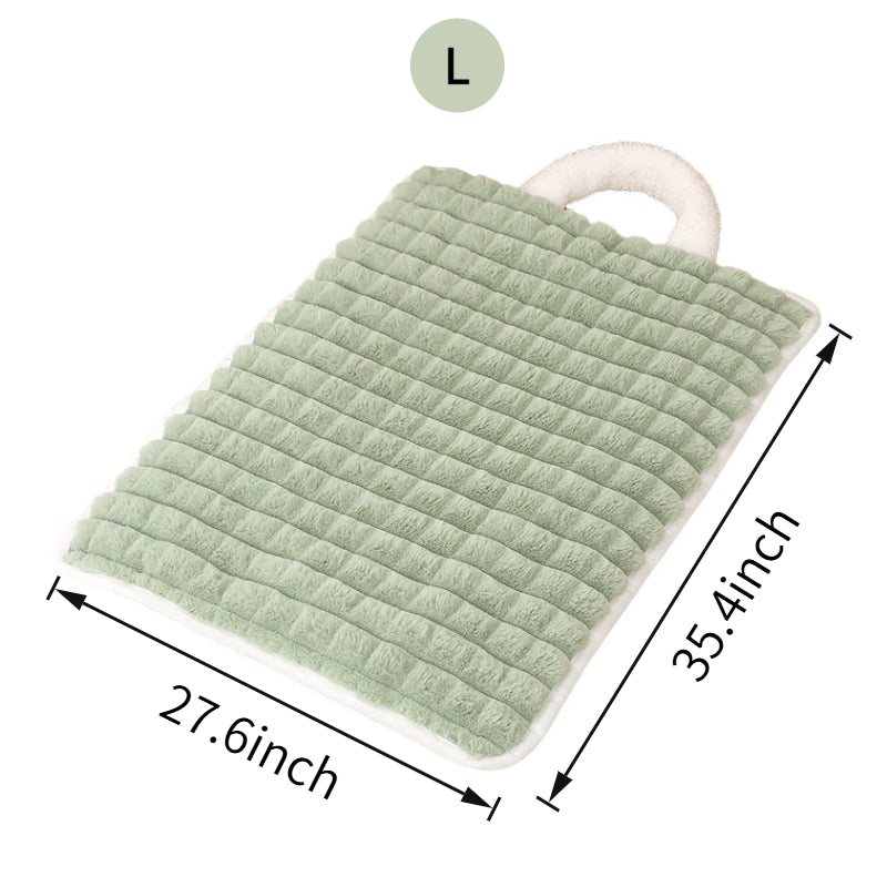 Washable Plush Dog Bed Mat with Carry Handle, Quilted Crate Pad & Kennel Liner, Portable All-Season Pet Mat for Dogs & Cats