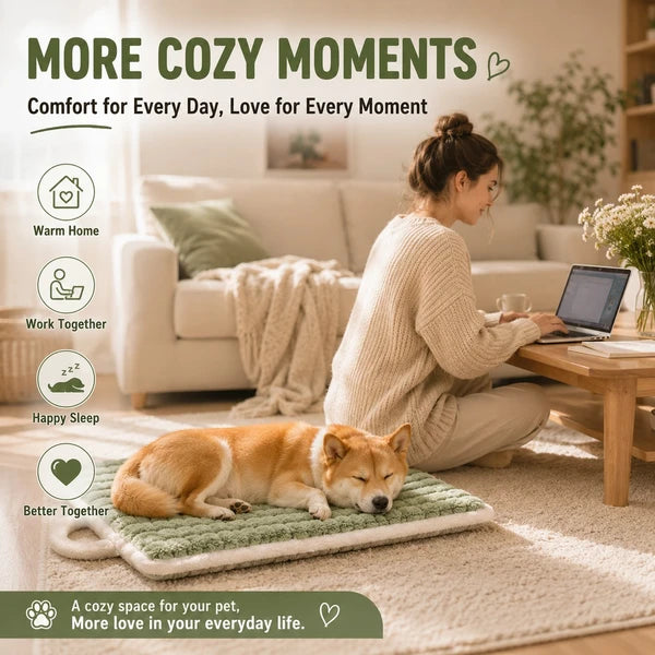 Quilted Washable Dog Bed Mat with Carry Handle, Portable Crate Pad & Kennel Liner, All-Season Pet Mat