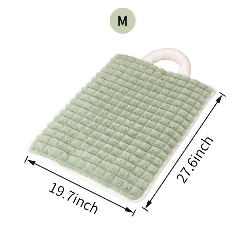 Washable Plush Dog Bed Mat with Carry Handle, Quilted Crate Pad & Kennel Liner, Portable All-Season Pet Mat for Dogs & Cats