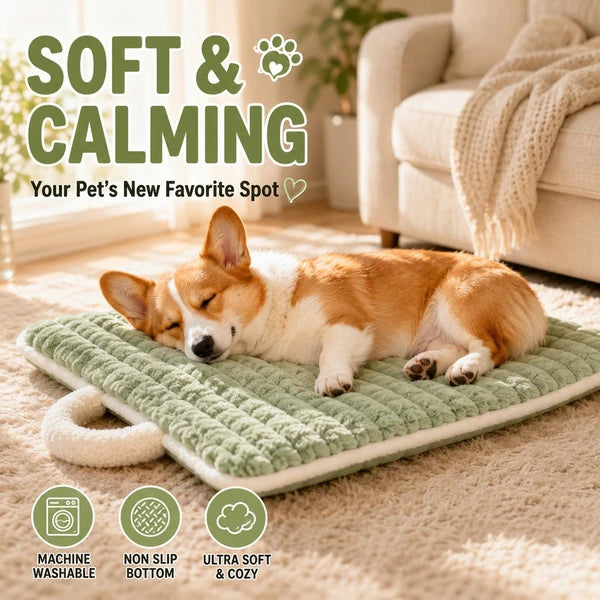Quilted Washable Dog Bed Mat with Carry Handle, Portable Crate Pad & Kennel Liner, All-Season Pet Mat