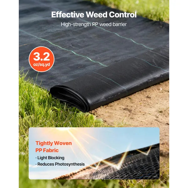 AEELLEEA-3.2oz Weed Barrier Fabric 3 x 50 FT Heavy Duty Woven PP Landscape Fabric, 2 Pack Garden Weed Control Ground Cover