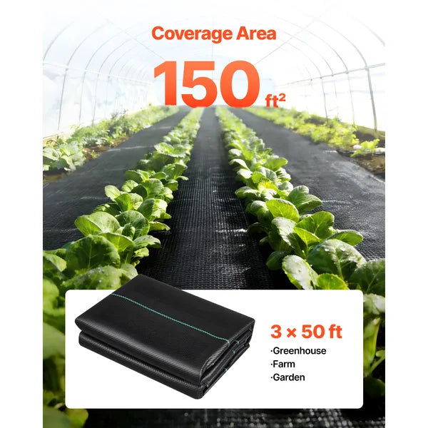 AEELLEEA-3.2oz Weed Barrier Fabric 3 x 50 FT Heavy Duty Woven PP Landscape Fabric, 2 Pack Garden Weed Control Ground Cover