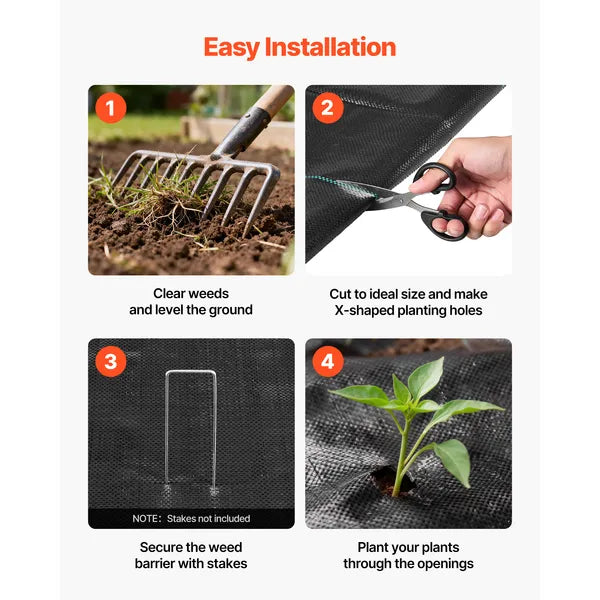 AEELLEEA-3.2oz Weed Barrier Fabric 3 x 50 FT Heavy Duty Woven PP Landscape Fabric, 2 Pack Garden Weed Control Ground Cover