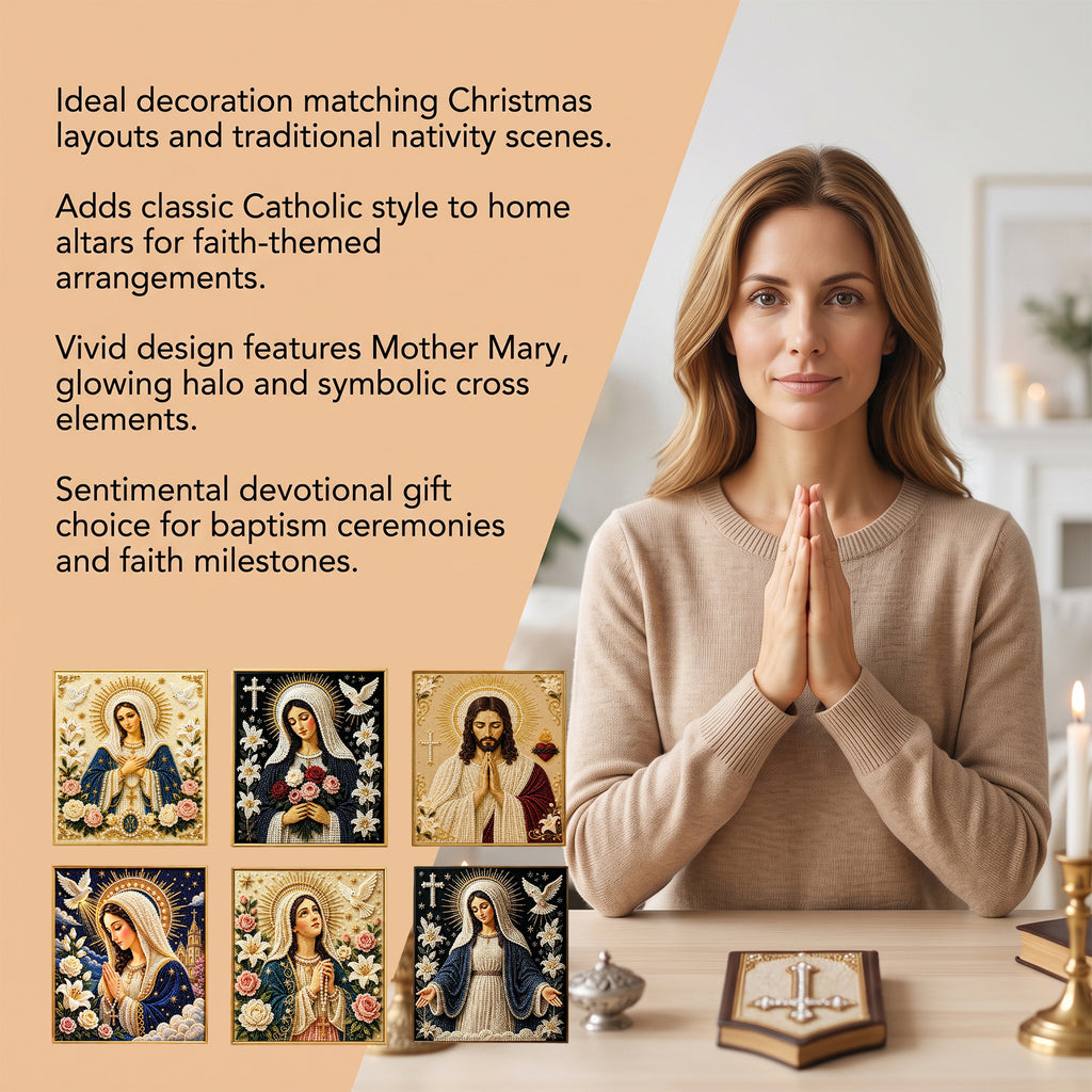 DIY Virgin Mary Bead Art Kit, Christian Religious Pearl Painting Craft for Christmas Home Decor