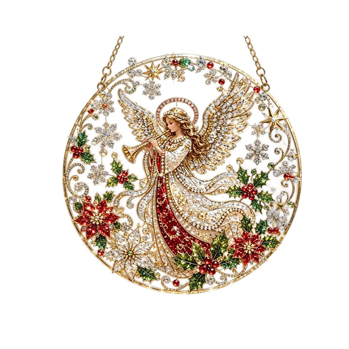 Christmas Pearl Diamond Art Ornament Kit, DIY Suncatcher Hanging Craft for Tree & Window, 8 Inch