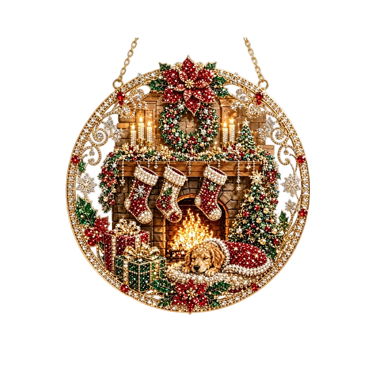 Christmas Pearl Diamond Art Ornament Kit, DIY Acrylic Hanging Suncatcher, Holiday Window & Tree Decor for Adults