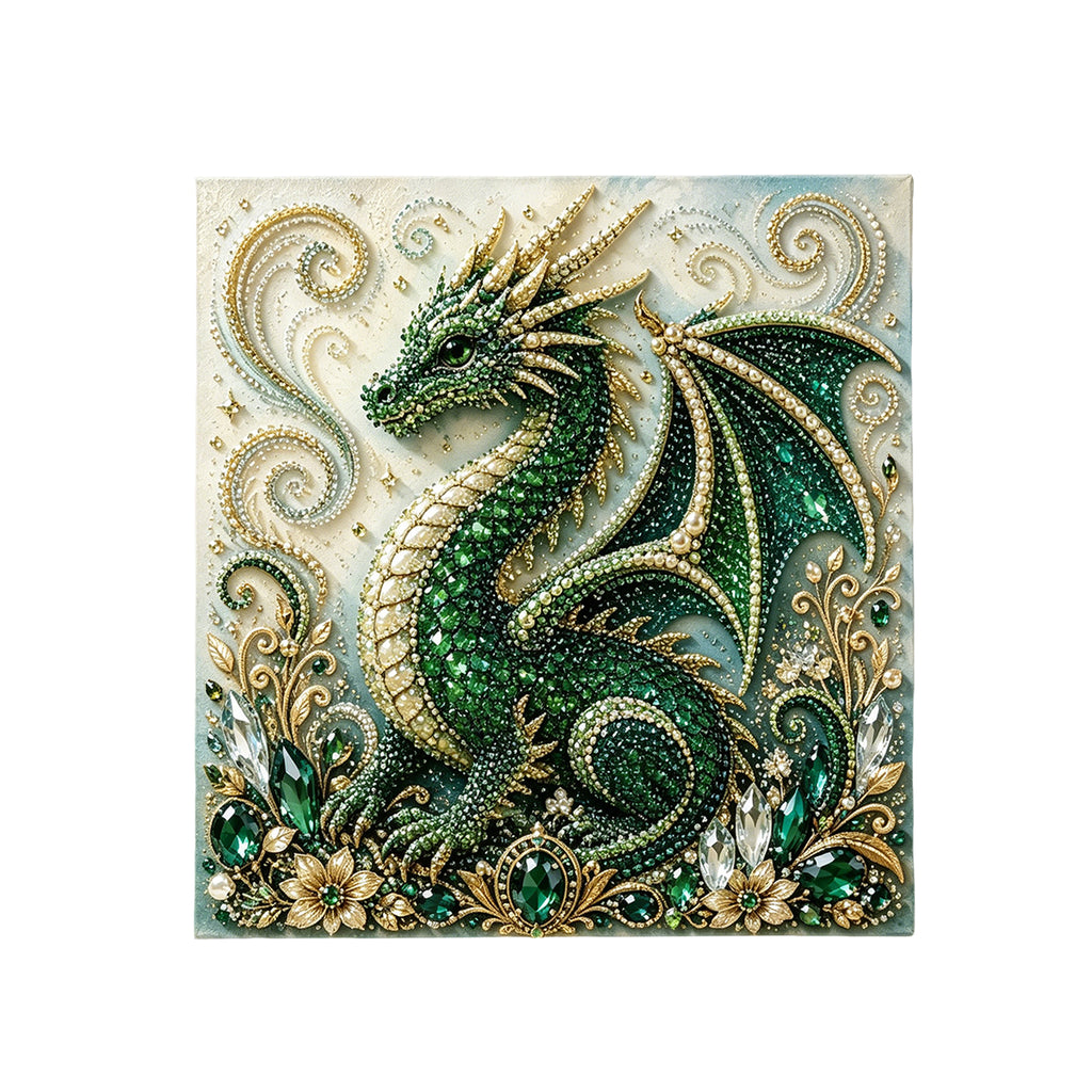 Dragon Diamond Painting Kit for Adults, DIY Gem Art with Pearl Beads, 3D Sparkling Dragon Wall Art
