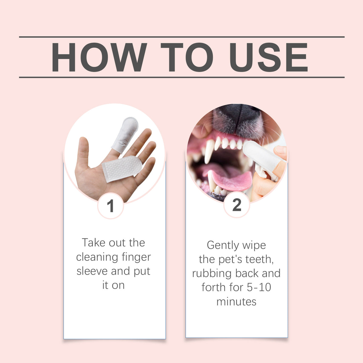 Pet Dental Finger Wipes for Dogs & Cats, 50 Count, Aloe Vera Teeth Cleaning Wipes, Freshens Breath