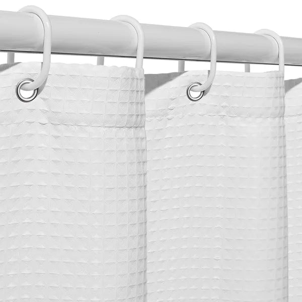 White Fabric Shower Curtain, 72"x72", 100% Polyester Water Repellent, Weighted Hem, Machine Washable for Bathroom