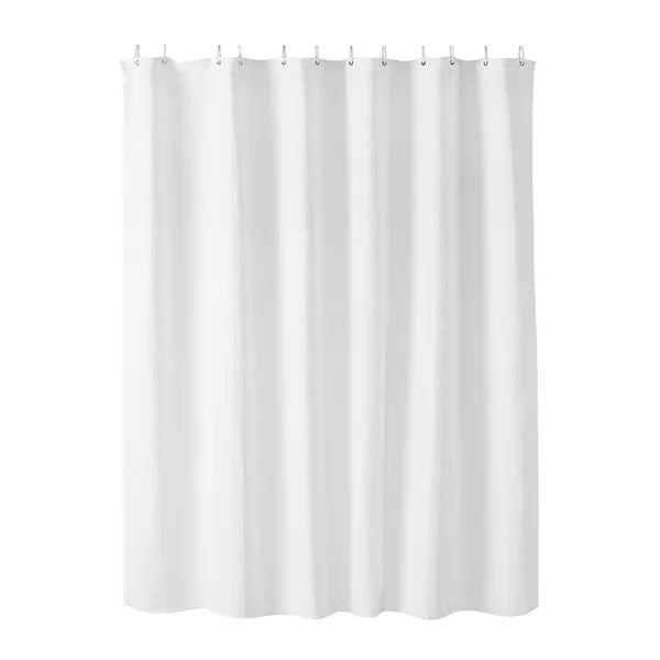 White Fabric Shower Curtain, 72"x72", 100% Polyester Water Repellent, Weighted Hem, Machine Washable for Bathroom