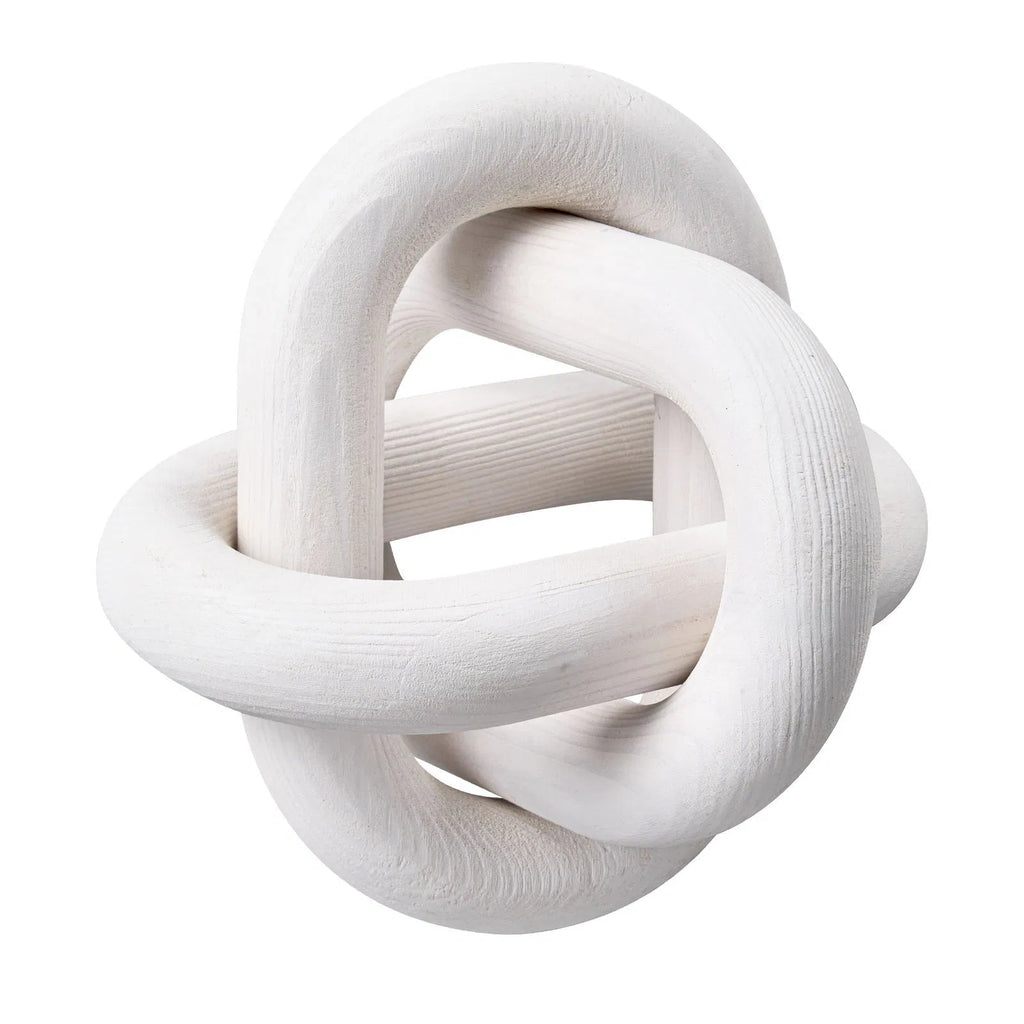 White Wood Knot Decor, 3-Link Natural Pine Wood Chain Link, Modern Farmhouse Tabletop Ornament for Shelf Tray Home Decor