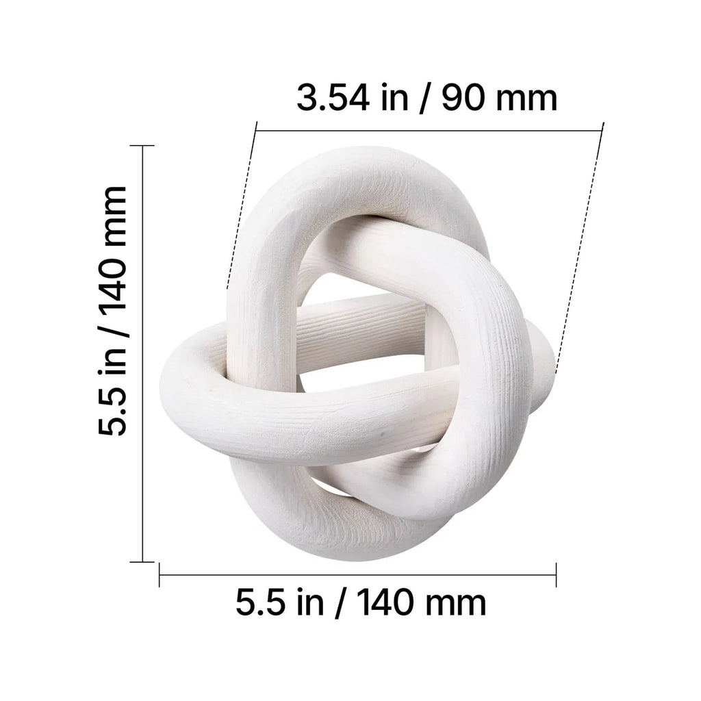 White Wood Knot Decor, 3-Link Natural Pine Wood Chain Link, Modern Farmhouse Tabletop Ornament for Shelf Tray Home Decor