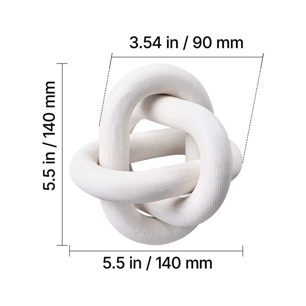 White Wood Knot Decor, 3-Link Natural Pine Wood Chain Link, Modern Farmhouse Tabletop Ornament for Shelf Tray Home Decor
