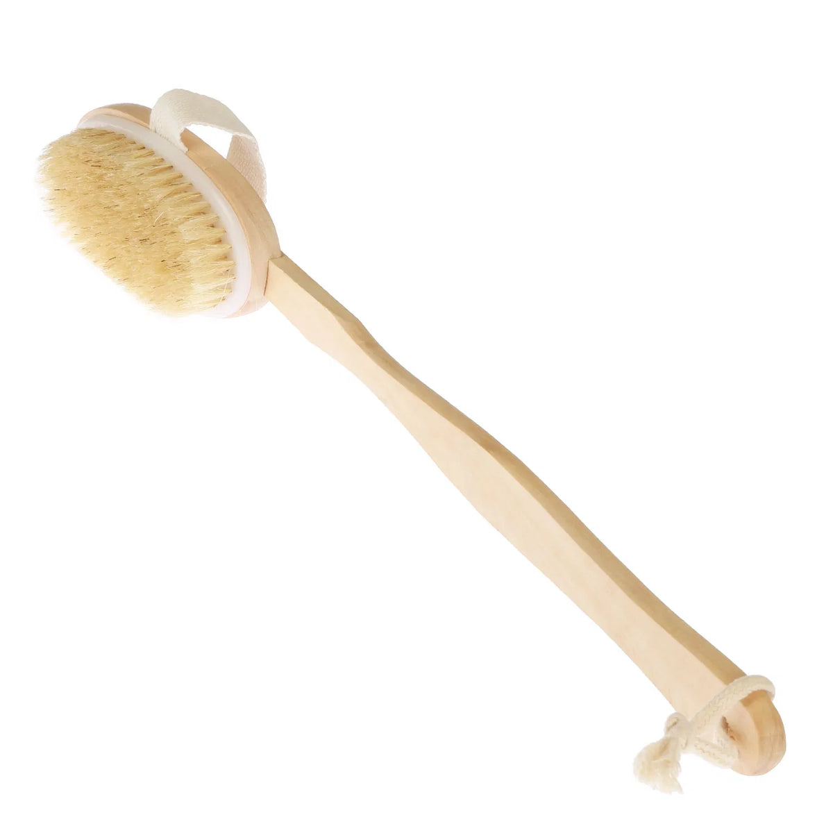 15‑Inch Detachable Wooden 2‑in‑1 Shower Body Brush, Medium‑Stiff Bristles Back Scrubber with Hanging Hemp Rope for Wet & Dry Bath Cleansing