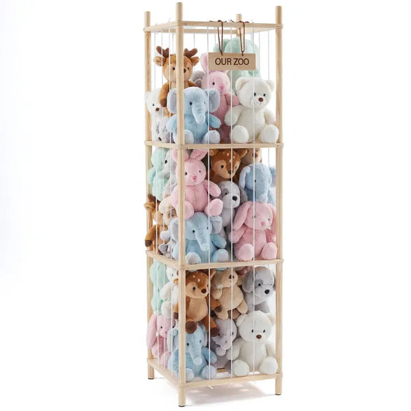 Aeelleea Wooden Stuffed Animal Storage Zoo, 54.53 Inch Tall Plush Toy Holder, Kids Room Organizer for Bedroom Nursery Playroom