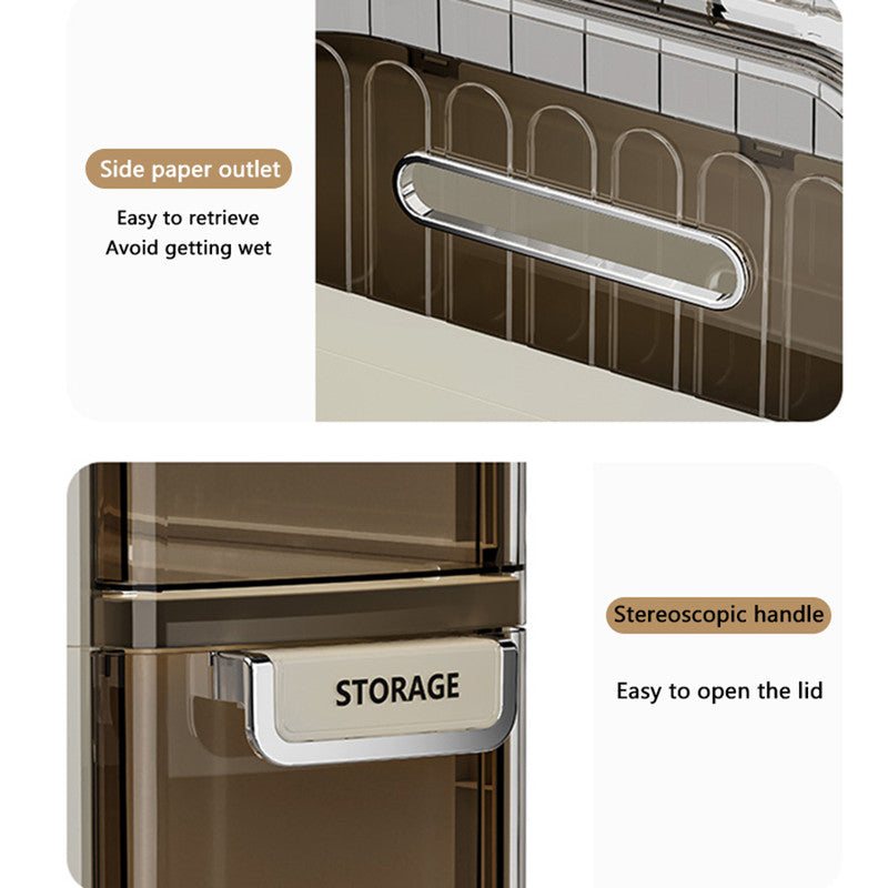 Slender Bathroom Gap Storage Cabinet, 4-Tier Slim Toilet Side Organizer with Drawers & Tissue Outlet, Narrow Waterproof Storage Shelf for Bathroom Laundry Space Saving