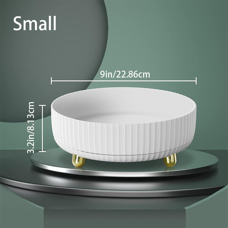 360 Degree Rotating Makeup Organizer Tray, Lazy Susan Perfume and Skincare Storage Organizer for Vanity, Dresser and Bathroom Countertop-white