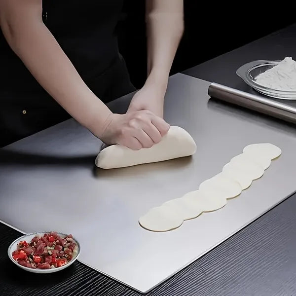 304 Stainless Steel Cutting Board with L-Shaped Edge, 1.5MM Thick Food Grade Pastry Board for Kitchen Dough Meat