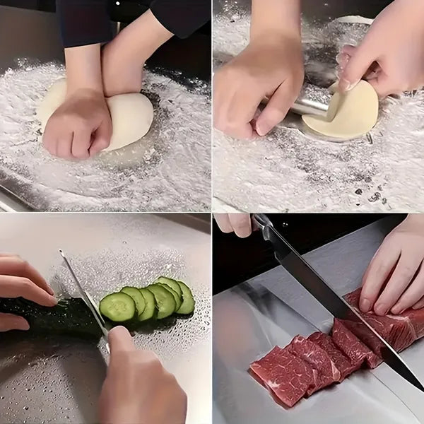 304 Stainless Steel Cutting Board with L-Shaped Edge, 1.5MM Thick Food Grade Pastry Board for Kitchen Dough Meat
