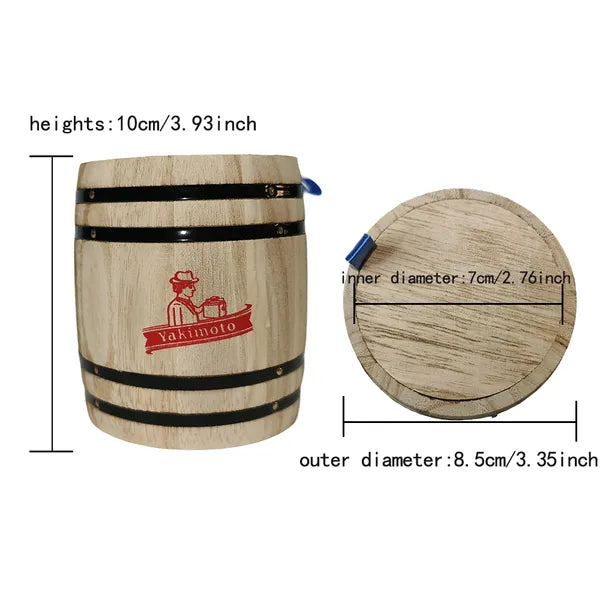 AEELLEEA Rustic Wooden Storage Barrel Jar with Lid, Mini Wood Canister for Coffee Beans Candy Tea Spice Kitchen