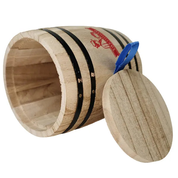 AEELLEEA Rustic Wooden Storage Barrel Jar with Lid, Mini Wood Canister for Coffee Beans Candy Tea Spice Kitchen