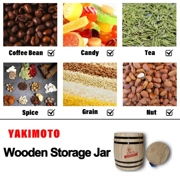 AEELLEEA Rustic Wooden Storage Barrel Jar with Lid, Mini Wood Canister for Coffee Beans Candy Tea Spice Kitchen