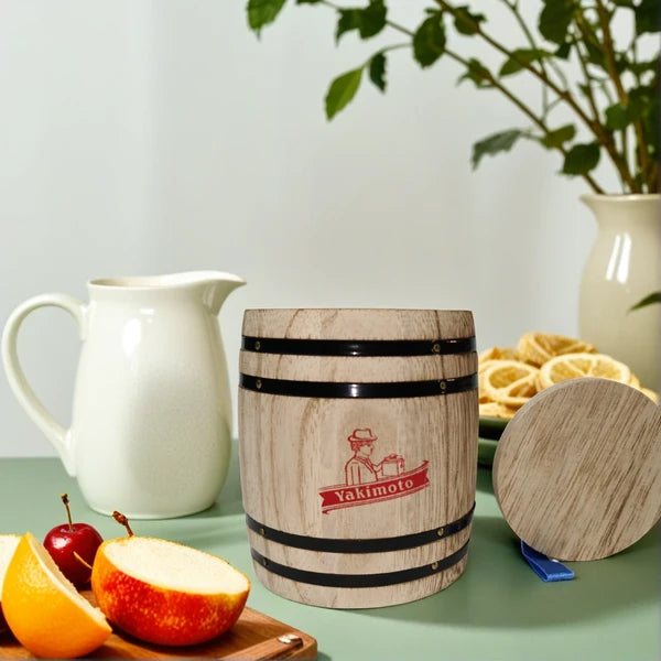 AEELLEEA Rustic Wooden Storage Barrel Jar with Lid, Mini Wood Canister for Coffee Beans Candy Tea Spice Kitchen