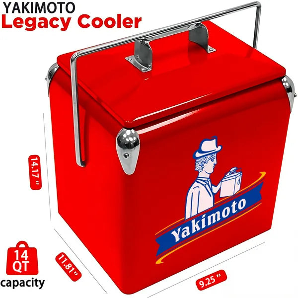 AEELLEEA 14 Quart Retro Metal Cooler Box with Bottle Opener, Portable Insulated Ice Chest for Camping Beach Outdoor Party