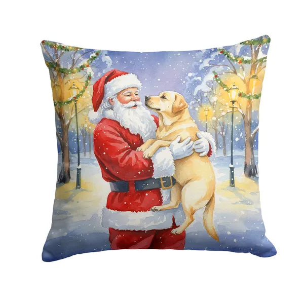 Aeelleea Yellow Labrador Retriever Santa Claus Pillow 18x18 Christmas Dog Decor
