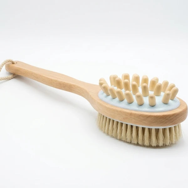 Aeelleea Zero-Waste Bamboo Bathroom Set, 7-Pack Eco Friendly Bath Gift Set Boar Bristle Brush Loofah Toothbrush Soap Dish